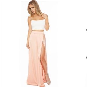 Silk Maxi Skirt w High Leg Slit